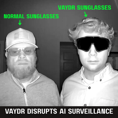 Vaydr Eclipse privacy sunglasses with the GLX lens, details